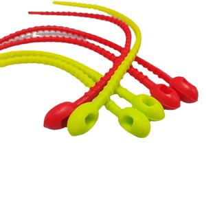 Silicone Cable Tie Reusable Binding Rope For Data Cable Storage Red And Green Color - Product Image 1
