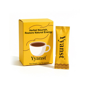 Café instantané aux extraits de plantes mélangées 10g*10 sachets Boîte en papier à motif ondulé jaune vif Impression personnalisée Vente en gros - Product Image 1