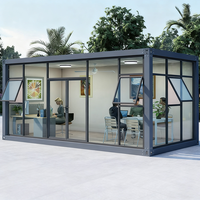 Maison préfabriquée en conteneur modulaire pliable à bas prix Maisons mobiles en verre avec fenêtre pour café ou bureau