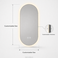 Kingstin Miroir Bain Ovale LED avec Cadre: Miroir Smart Coiffeuse, Heure & Logo Pers.