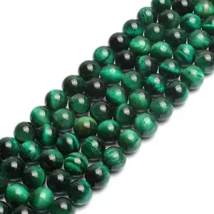 Beads Gemstones AA Green Tiger Eye Round Energy Stone Healing Power Gemstone Loose Beads Natural Tiger Eye Color Dyed