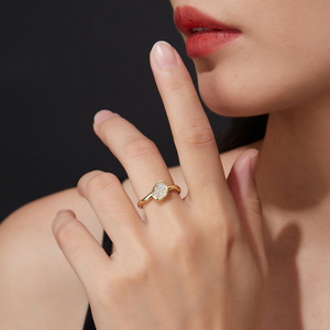2026 Niche Irregular Heart Paved Stone S925 Sterling <b>Silver</b> Moissanite Open <b>Adjustable</b> Luxury Versatile Finger <b>Ring</b> For Women - Product Image 3