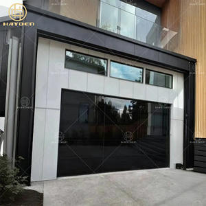 Casa de lujo Portone Aluminio Exterior Comercial Sin marco Puerta de garaje de vidrio negro - Product Image 3
