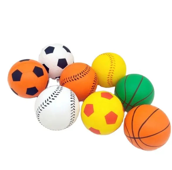 Cute customized logo foam toy round shape pu foam basket football anti stress ball