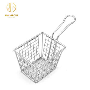 Ristorante rete metallica in acciaio inox che serve Mini <span class=keywords><strong>metallo</strong></span> argento quadrato friggitrice cestino patatine fritte pane snack cestini rete - Product Image 3