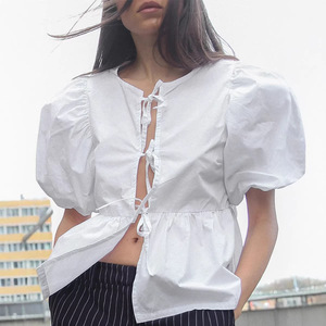 Débardeur sans bretelles en polyester pour femme, col rond, coupe ajustée, respirant, décontracté, à nouer, pour l'été et le quotidien - Product Image 2