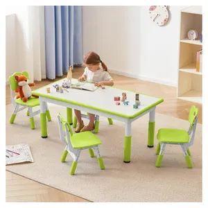 어린이 테이블과 의자 4 개 세트, 높이 조절 가능한 유아 테이블 및 의자 세트, 낙서 데스크탑, 교실/탁아소/가정 학습 테이블