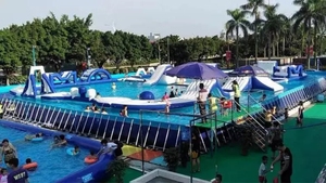 Le parc aquatique extérieur commercial grand adulte badine la <span class=keywords><strong>piscine</strong></span> gonflable sur des jeux d'eau gonflables de terre - Product Image 6