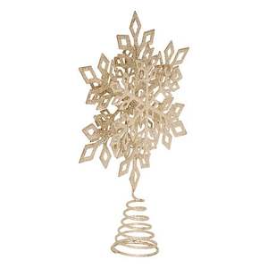 Décor de sommet d'arbre en métal doré avec flocon de neige 20x4 H. 30CM - Product Image 1