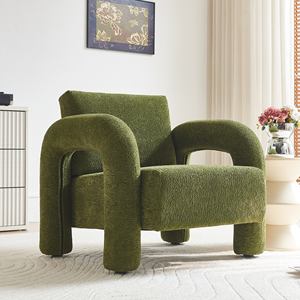 Canapé Modasi de luxe, écologique, style mid-century moderne, rembourré, une place, capitonné, extensible, avec accoudoirs, en tissu velours doré, pour hôtel, bureau - Product Image 4