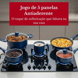 Modern 8-Piece Non-Stick Cookware Set Navy Blue Ceramic Coated Pots <b>Pans</b> Glass <b>Lids</b> Plastic Handles Induction Compatible - Product Image 5