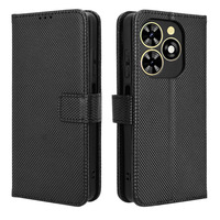 Étui portefeuille en cuir PU Texture diamant de luxe pour Tecno Spark Go 2024/Spark 20C/Pop 8 sac de couverture de téléphone portable à rabat sac OPP