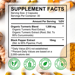 Acentiallabs 1500 Mg Gember Kurkuma Shot 95% Curcuminoïden, Bioperine Zwarte Peper Voor De Beste Absorptie Kurkuma Gembercapsules - Product Image 3