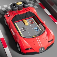 Machine de jeu de course électrique KK, voiture jouet éducative en plastique pour enfants avec volant électronique, éclairage et musique, rouge, pour les âges 5-13 ans