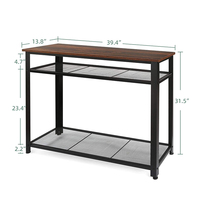 Table console moderne convertible en bois et fer forgé avec rangement pour salon et salle à manger