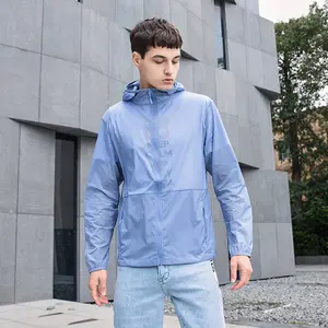 남성과 여성의 보편적 인 얇은 통기성 야외 자외선 방지 후드 트렌치 코트 아이스 실크 선 스크린 재킷