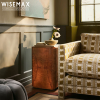 WISEMAX FURNITURE Table basse en chêne naturel personnalisée avec peau de bois ancienne de style rétro français pour salon, appartement