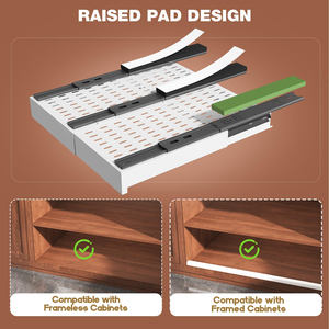 2 Pack 3-Rail Roll Out Slide Shelf With Raised Pad 13"-21"W X 17"-24"D 4-Side Expandable Pull Out <b>Under</b>-Sink Cabinet Organizer - Product Image 5
