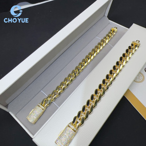 Pulsera de Eslabones Cubanos de Plata de Ley 925 con Diamantes de Moissanita VVS de 10 mm, Estilo Iced Out, Joyería Hip Hop, Pulsera de Eslabones Cubanos Lisos - Product Image 2
