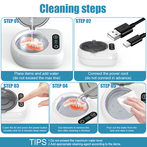Limpiador Ultrasónico Portátil con Desinfectante UV para Retenedores <span class=keywords><strong>Invisalign</strong></span>, Protectores Bucales, Dispositivo de Cuidado Dental para Limpieza Profunda - Product Image 3
