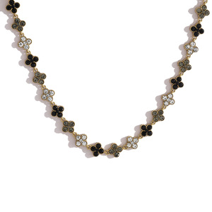 Nouveau collier luxueux en acier inoxydable, entièrement serti de zircons, trèfle à quatre feuilles, exquis, léger et luxueux, coloré, pour femmes - Product Image 6