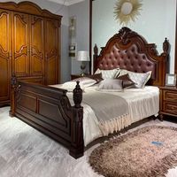 Luxuriöses Handgeschnitztes Massivholz-Kingsize-Bett in Antiker Eiche Handgefertigtes Antikes Bett