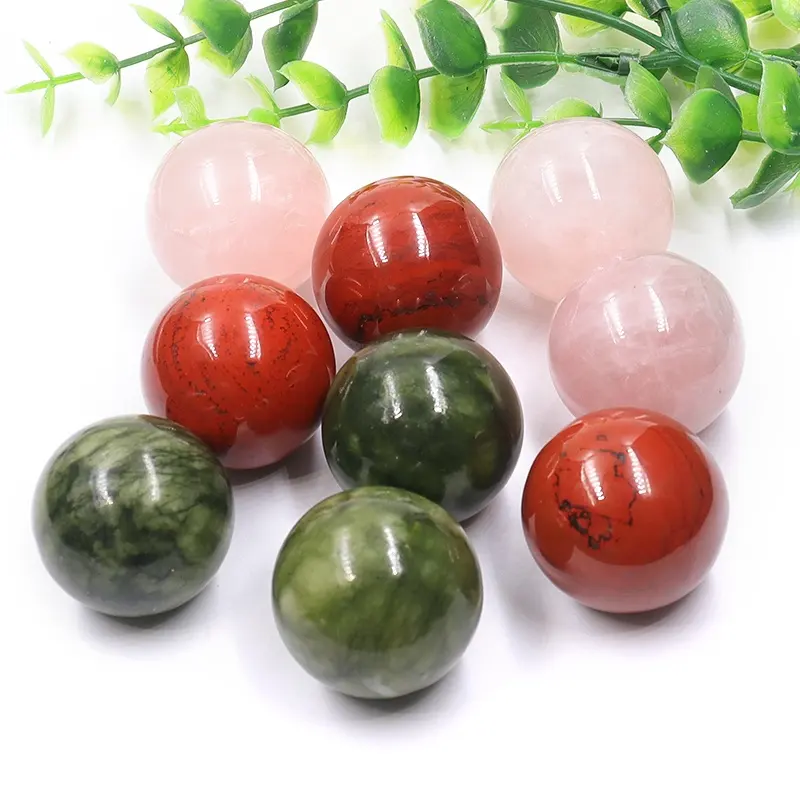 Lớn 30mm tự nhiên chữa bệnh tinh thể Vòng bóng đá quý Rose Quartz pha lê bóng Spheres bóng bán buôn cho trang trí nội thất