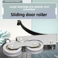 Roulettes de porte coulissante modernes et minimalistes en acier inoxydable et nylon, à double roue, silencieuses, pour rails de sol de placards et portes de salle de bain