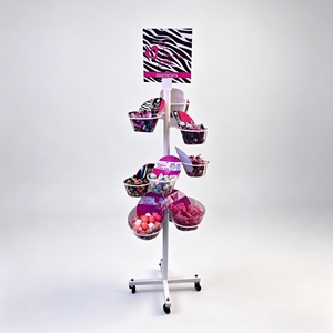 Makeup Sponge Holder Cosmetic Display Stand Portable Metal Floor <b>Rack</b> with Wheels for Beauty Store Merchandising & Salon - Product Image 1