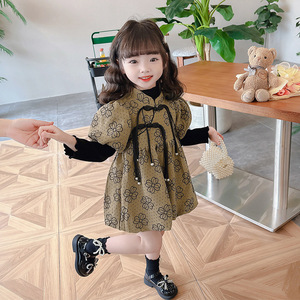 Traje de vestir para niñas, estilo primavera y otoño, vestido dulce de manga larga, nuevo traje de <span class=keywords><strong>Cheongsam</strong></span> coreano para bebés 2025 - Product Image 4