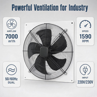 Hangda Quadratischer Axialventilator 500mm Wandmontiert 220V 240V Industrielle Kühlung Belüftung Abluft 6500 CMH Metallflügel