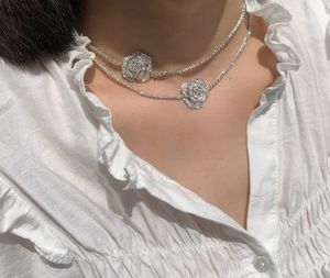 Xinfly 18K Gold Rose 3.5ct Full Natural Diamonds Fine <b>Choker</b> Necklace Beautiful Wedding Jewelry Link Chain for Gift White Gold - Product Image 5