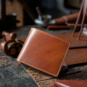 Porte-cartes en cuir de vachette véritable fait main Boshiho pour homme, multifonctionnel, anti-RFID, en cuir tanné végétal, fermeture éclair vintage - Product Image 2