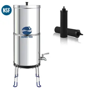 Hong Hui NSF/ANSI 42 e 372 LT-2.25B Sistema de filtro de água de aço inoxidável para acampamento ao ar livre, bancada de trabalho, filtro de gravidade