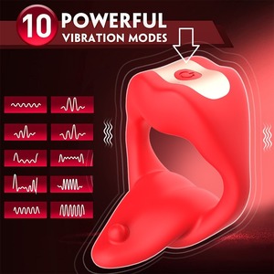 Anello Vibrante a Forma di Lingua per Massaggio Punto G Maschile, Anelli per Pene Vibranti, Giocattoli Sessuali Maschili - Product Image 2