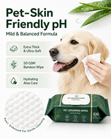 Lingettes nettoyantes pour animaux de compagnie, marque privée, biodégradables, viscose de bambou, chiens, chats, chiots, contrôle des odeurs, hypoallergéniques, écologiques, douces