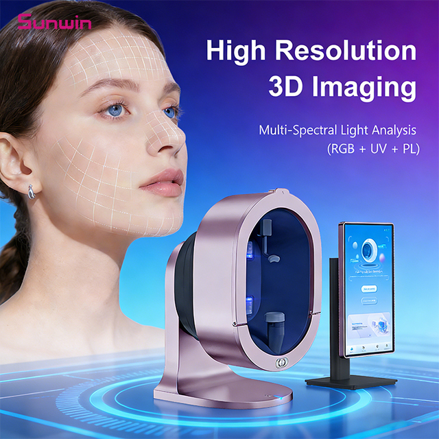 3D AI Skin & Scalp Analyzer Professional Facial Scanner, Multi-Light Imaging, Acne, Pores, Pigmentation, Moisture Aging Reports
