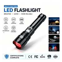Senter LED 1200LM Pengisian Daya USB-C Zoom Variabel Paduan Aluminium IP44 Senter Darurat Portabel untuk Perbaikan, Berkemah, dan Mendaki Gunung