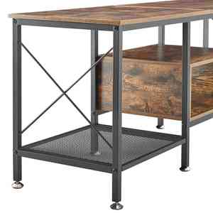 Soporte de TV industrial de 55 pulgadas, 3 estantes abiertos, mesa de consola de Metal de madera marrón, centro de entretenimiento resistente, sala de estar y dormitorio - Product Image 6