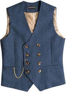 Veste de <span class=keywords><strong>costume</strong></span> pour <span class=keywords><strong>homme</strong></span> en gros, <span class=keywords><strong>gris</strong></span>, en laine à chevrons, tweed vintage, style steampunk, col en V, coupe ajustée, vestes de cérémonie formelles - Product Image 4