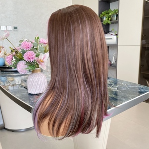 Peluca Sintética de Encaje Transparente Resistente al Calor, con Colores Arcoíris de Moda, de 16 Pulgadas de Largo Medio, 130% de Densidad y con Capas - Product Image 4