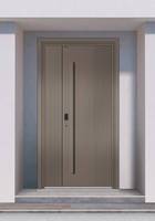 Porte d'entrée en aluminium sur mesure, moderne et minimaliste, avec motif de lignes incurvées entrelacées, grand modèle double, résistante à l'eau et thermiquement isolée