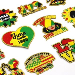 1865 Negro Slave Emanci pation Day Glitter Stickerei Eisen gegen Rassismus Juneteenth Patches - Product Image 3