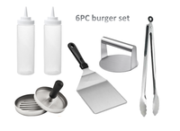Kit de presse à smash burger 3/4/5/6 pièces, pour hamburgers, viande, steak, cuisson sur surface plane, grillades, plaque chauffante en acier inoxydable, accessoires pour plancha