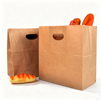 Sac en papier perforé portable, sac en papier kraft perforé, sac pour la livraison de pain, emballage jetable