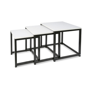 Pieds en fer sur le dessus en MDF personnalisé <span class=keywords><strong>table</strong></span> basse trois pièces carré rétractable ensemble de tables peu encombrantes <span class=keywords><strong>table</strong></span> <span class=keywords><strong>d</strong></span>'<span class=keywords><strong>appoint</strong></span> de canapé - Product Image 5