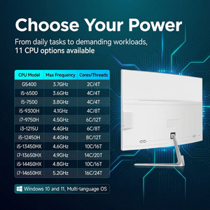 Ordinateur de bureau tout-en-un pour projets gouvernementaux, vente en gros OEM, écran IPS FHD 23,8 pouces, processeur Core I3/I5/I7, Windows 10/11, 8/16/32 Go de RAM, SSD 256 Go - Product Image 2