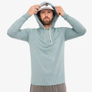 Camisa de Soft Lightweight Upf 50 Quick Dry Mens Bamboo Fiber Hoodie Fishing Shirts Long Sleeve