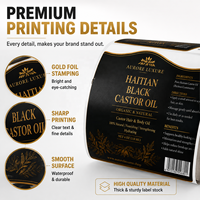 Étiquettes personnalisées en feuille d'or pour cosmétiques, résistantes à l'eau et à l'huile, pour emballages de bouteilles d'huile capillaire