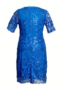 Ultimo Modello di Abito Plus Size da Donna, Vestito Midi con Scollo a O, Taglie L-5XL, <span class=keywords><strong>Elegante</strong></span> Abito da Sera in Pizzo e Rete, <span class=keywords><strong>Abbigliamento</strong></span> Femminile Sexy - Product Image 4